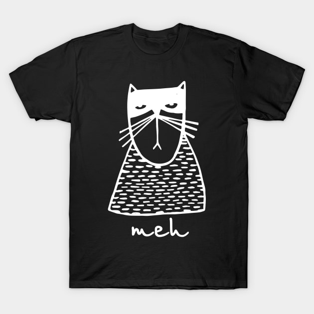 Sarcastic Funny Angry Cat MEH Halloween T-Shirt by MasliankaStepan